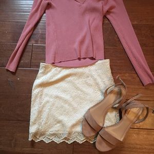 Zara Trafaluc White Lace Skirt